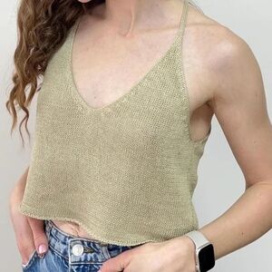 Hand Knitted Linen Crop Top XS S